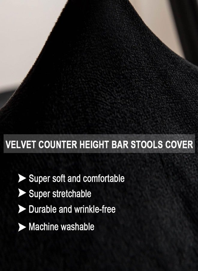 Levoberg Bar Stool Cover Rectangle Velvet Stretch Counter Height Barstool Slipcovers Rectangular Kitchen Counter Saddle Stool Cover Vanity Stool Cover for Wooden Metal Bench 2 PCAK - Image 3